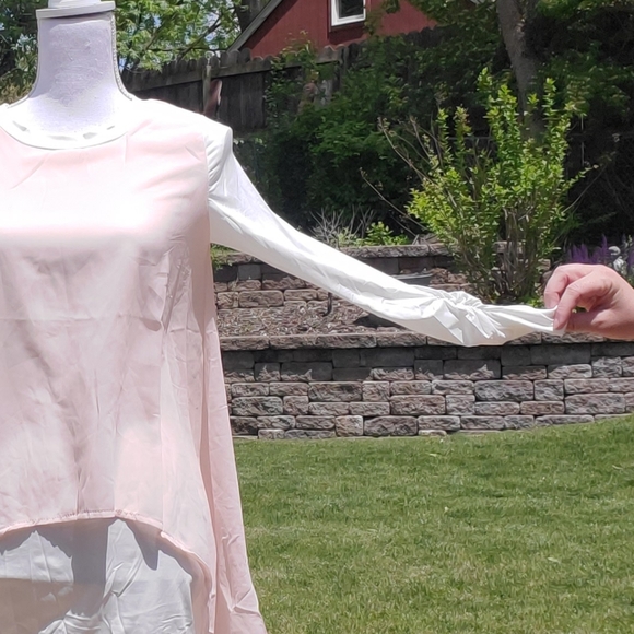 Me pink white long sleeve doubled layered top XL - Picture 6 of 7